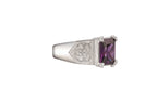 Radiant cut amethyst ring with engraved motifs - decoupage 2