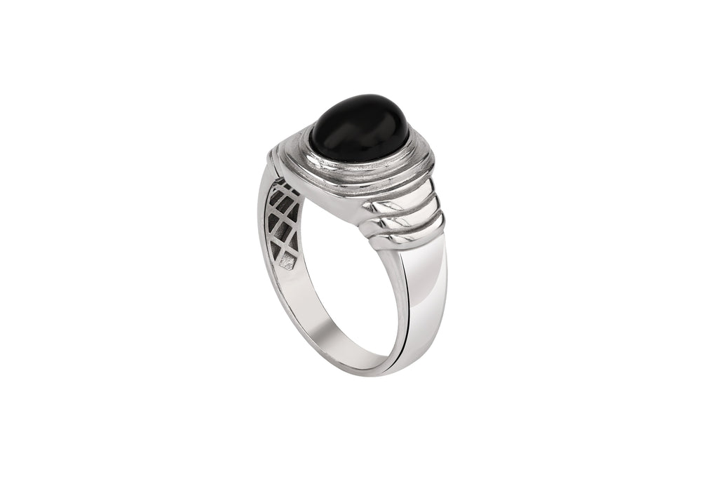 Custom Cabochon Gemstone Signet Ring in Sterling Silver