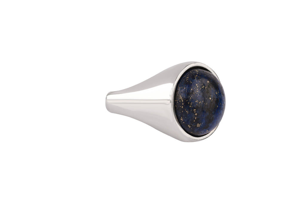 Sterling silver chunky ring with lapis lazuli - EternityPieces - decoupage