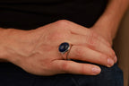 Sterling silver chunky ring with lapis lazuli for men - EternityPieces