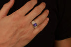 Radiant cut amethyst ring with engraved motifs - male model 2
