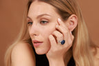 Sterling silver chunky ring with lapis lazuli - EternityPieces