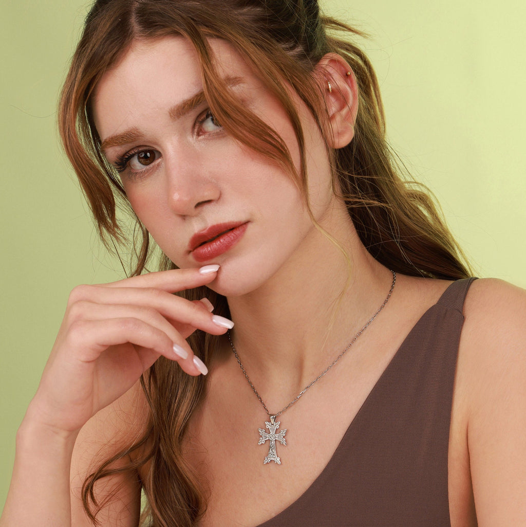 Armenian cross necklace for birthday gift in polished - EternityPieces