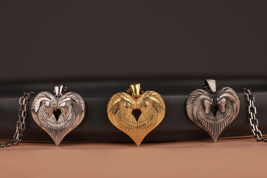 Horse couple in heart necklace in still-life - EternityPieces