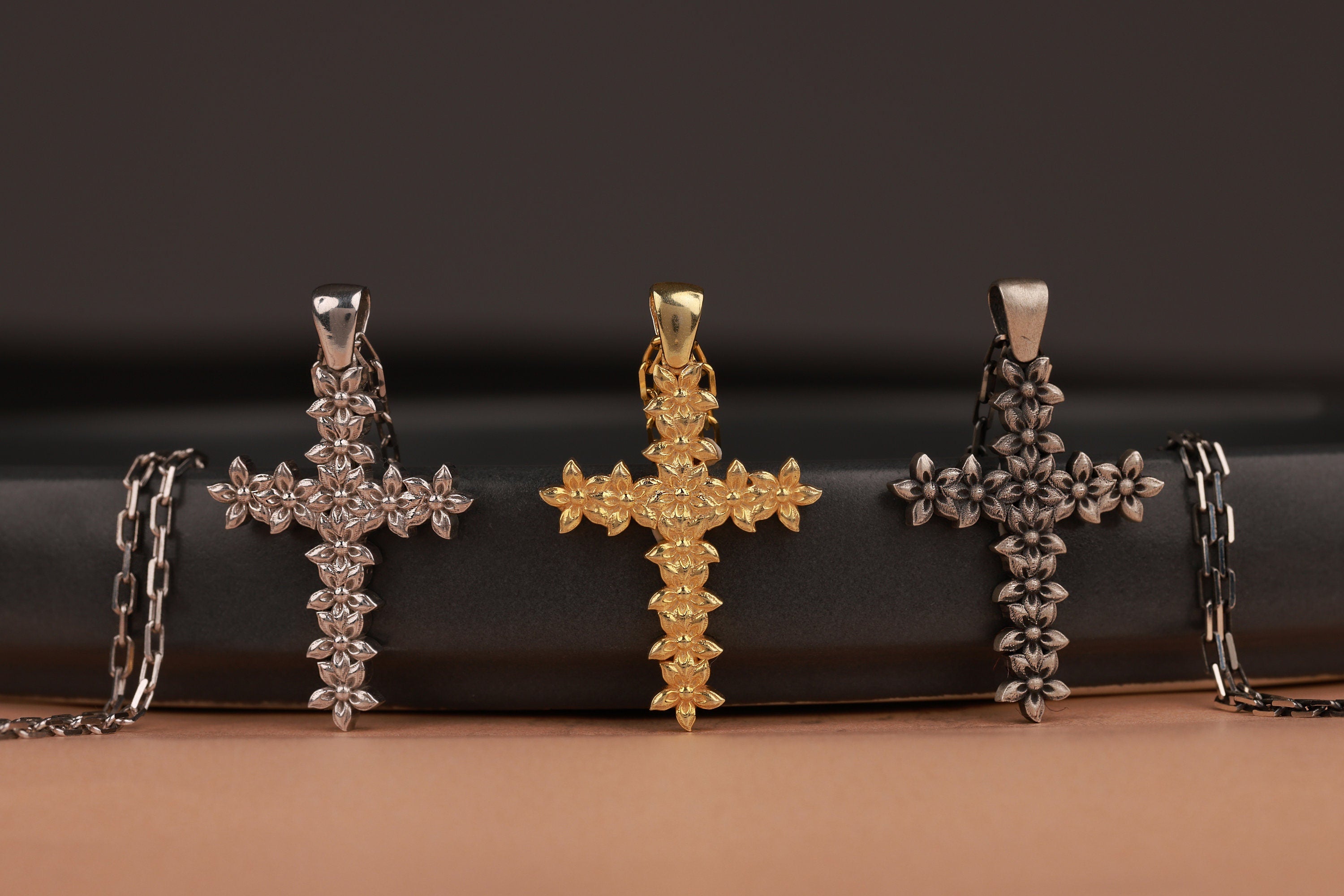 Boho style flower cross necklace for women in still-life - EternityPieces