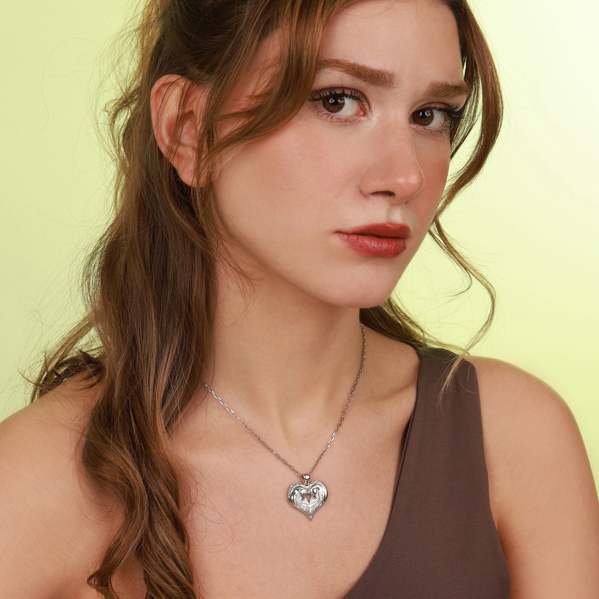 Horse couple in heart necklace in polished - EternityPieces