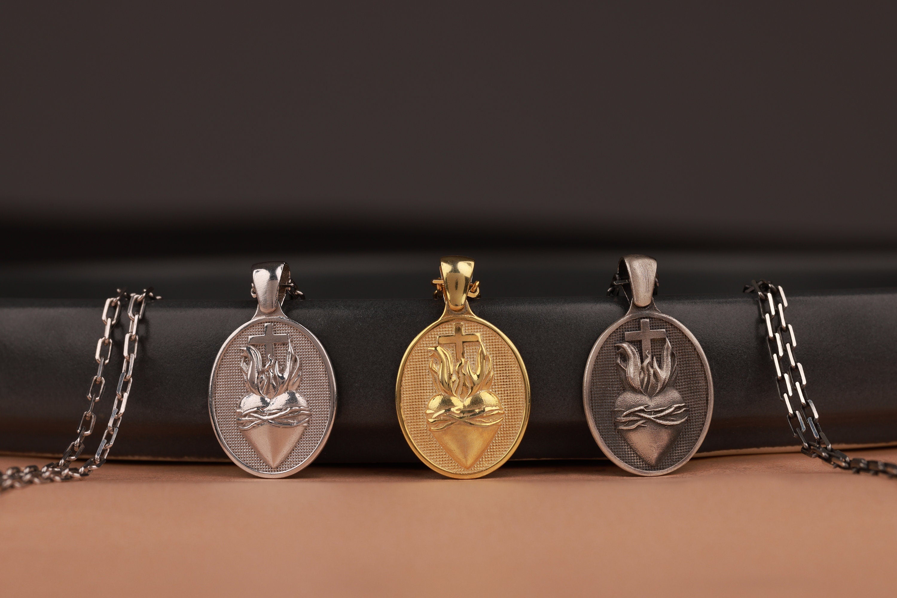 Jesus of the Sacred Heart necklace in still-life - EternityPieces