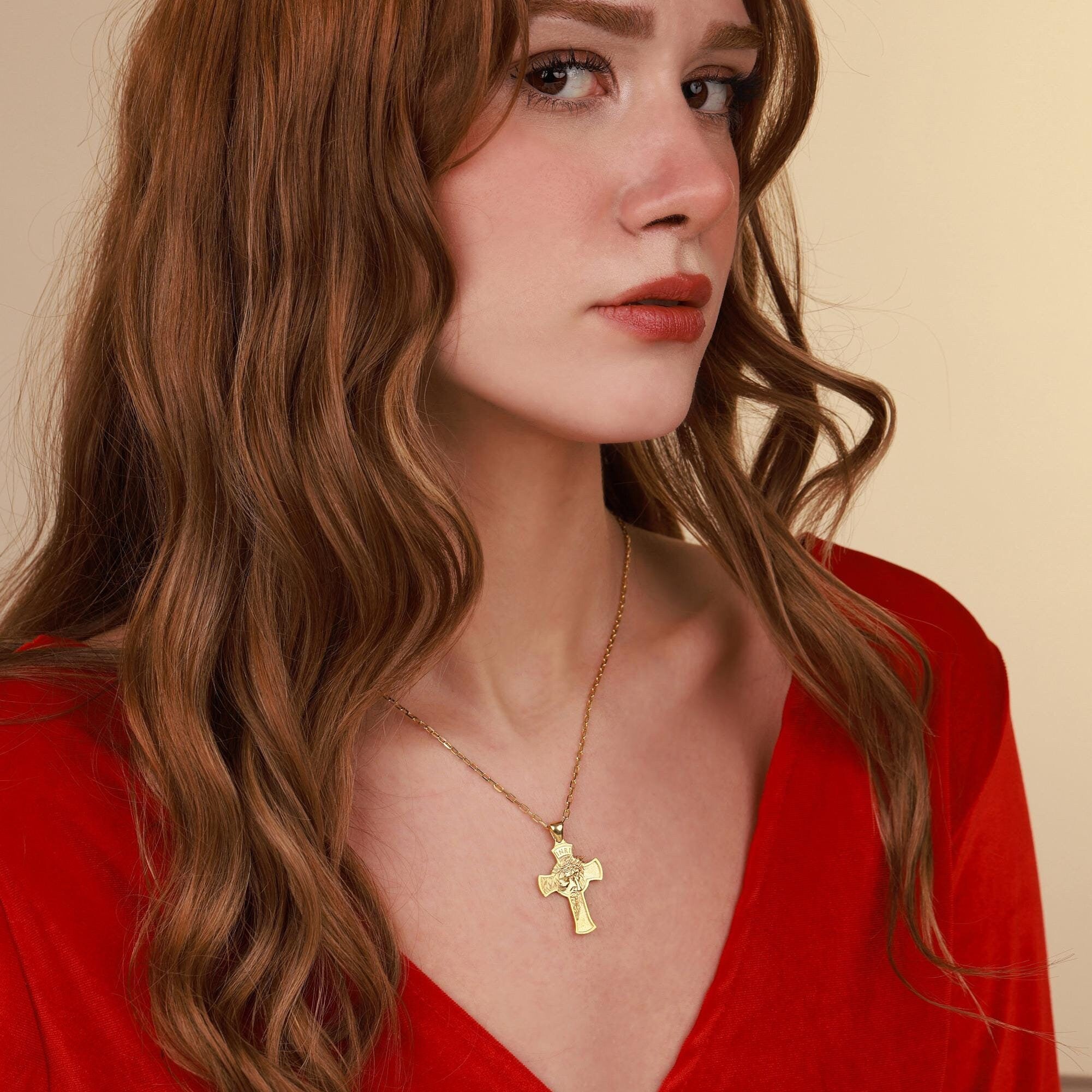 Crucifixion of Jesus necklace for religious gift in gold plated - EternityPieces