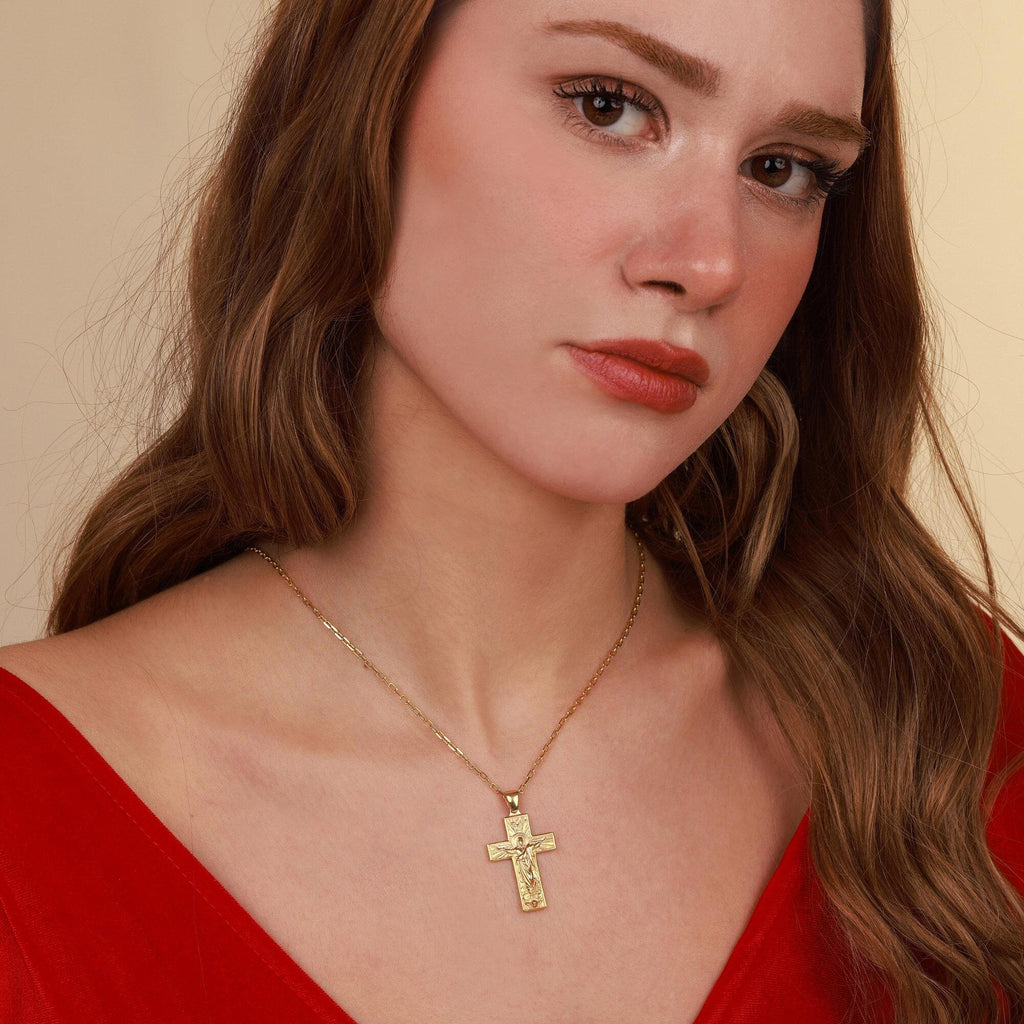 Jesus Resurrection cross necklace in gold plated - EternityPieces