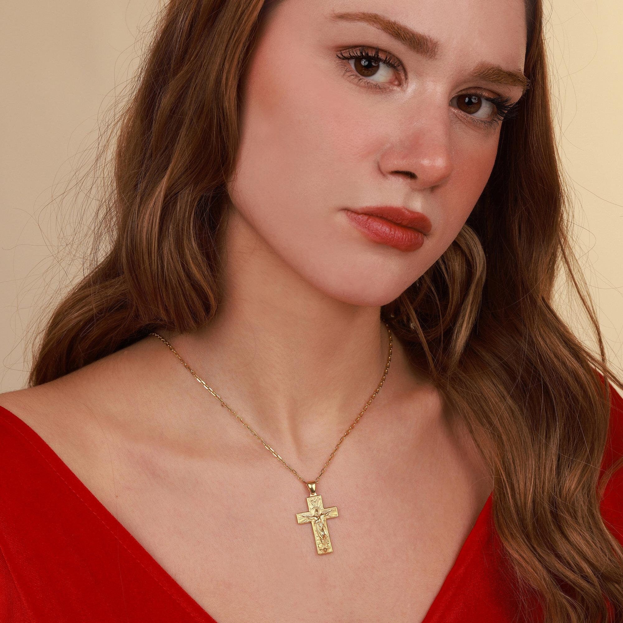 Jesus Resurrection cross necklace in gold plated - EternityPieces