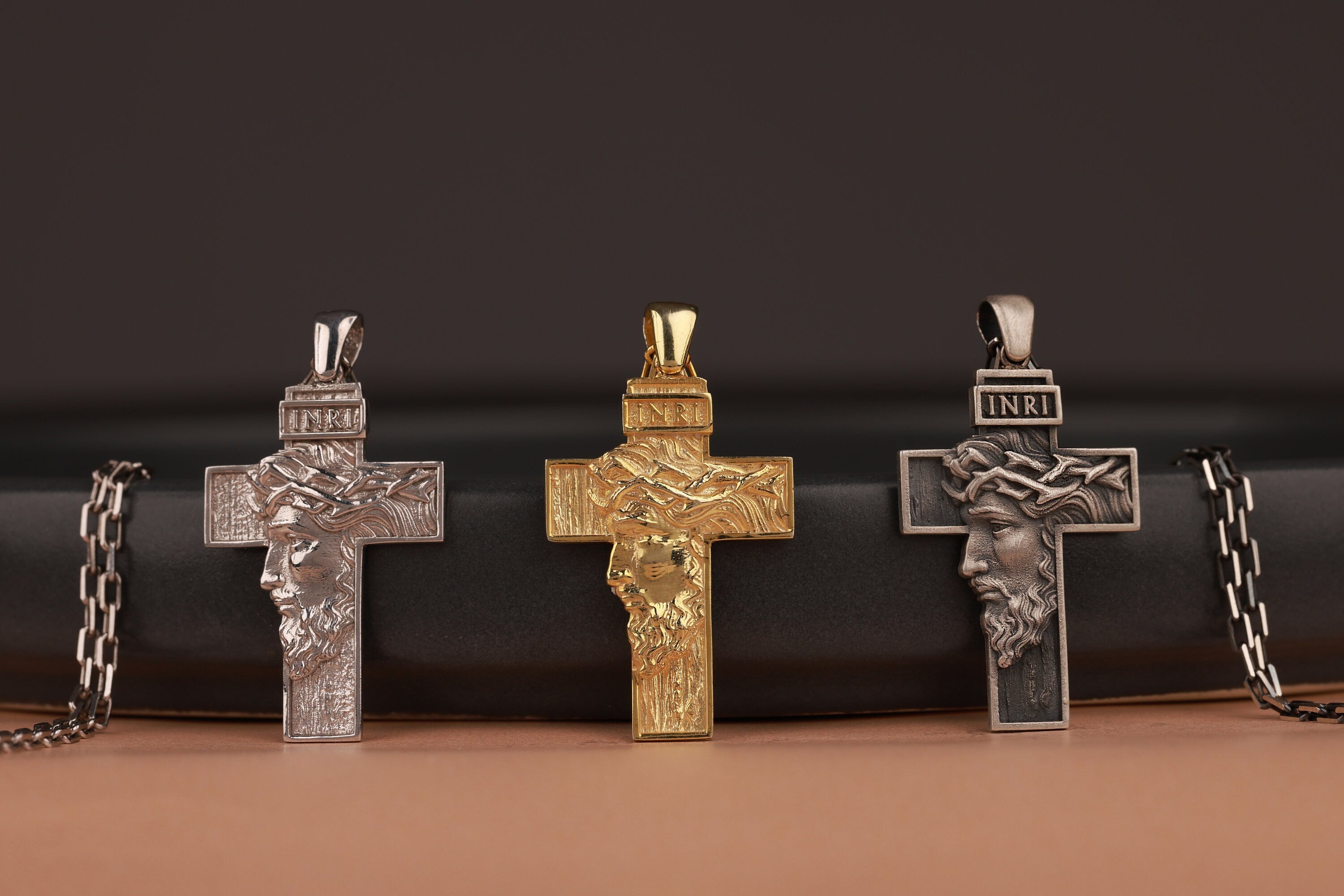 Inri cross necklace in still-life - EternityPieces