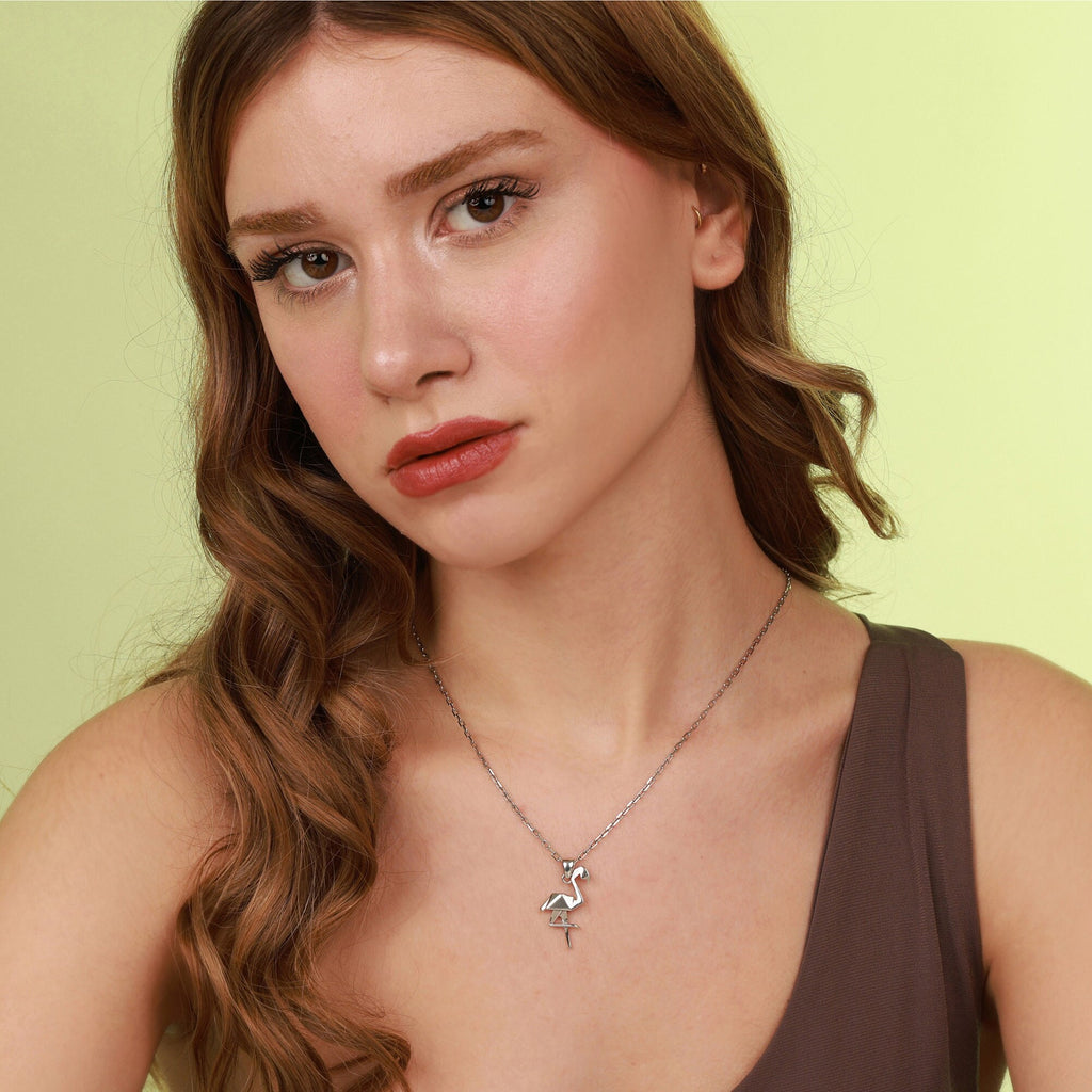Flamingo necklace for mom's birthday gift in polished - EternityPieces
