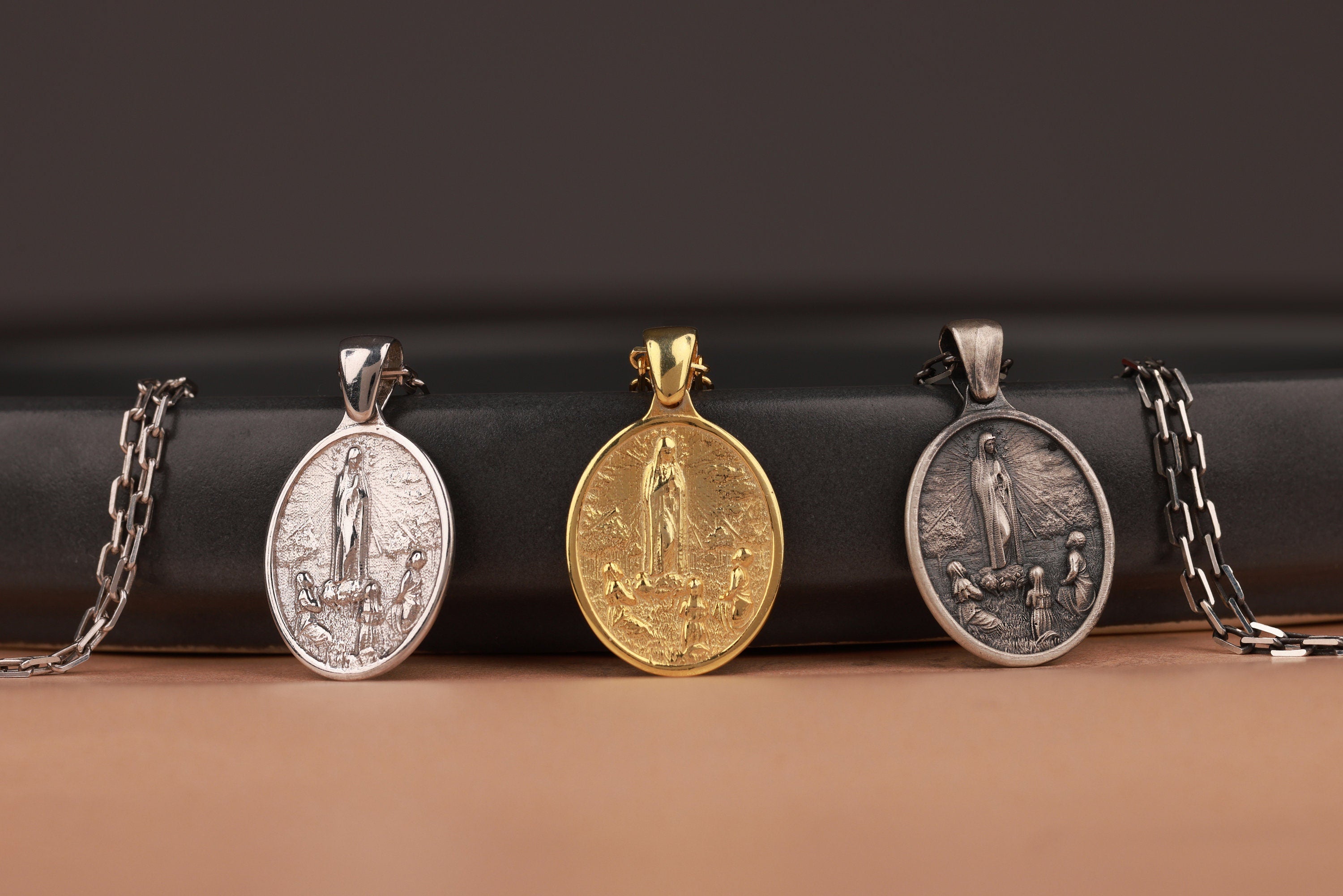 Our Lady of Fatima Catholic necklace in still-life - EternityPieces
