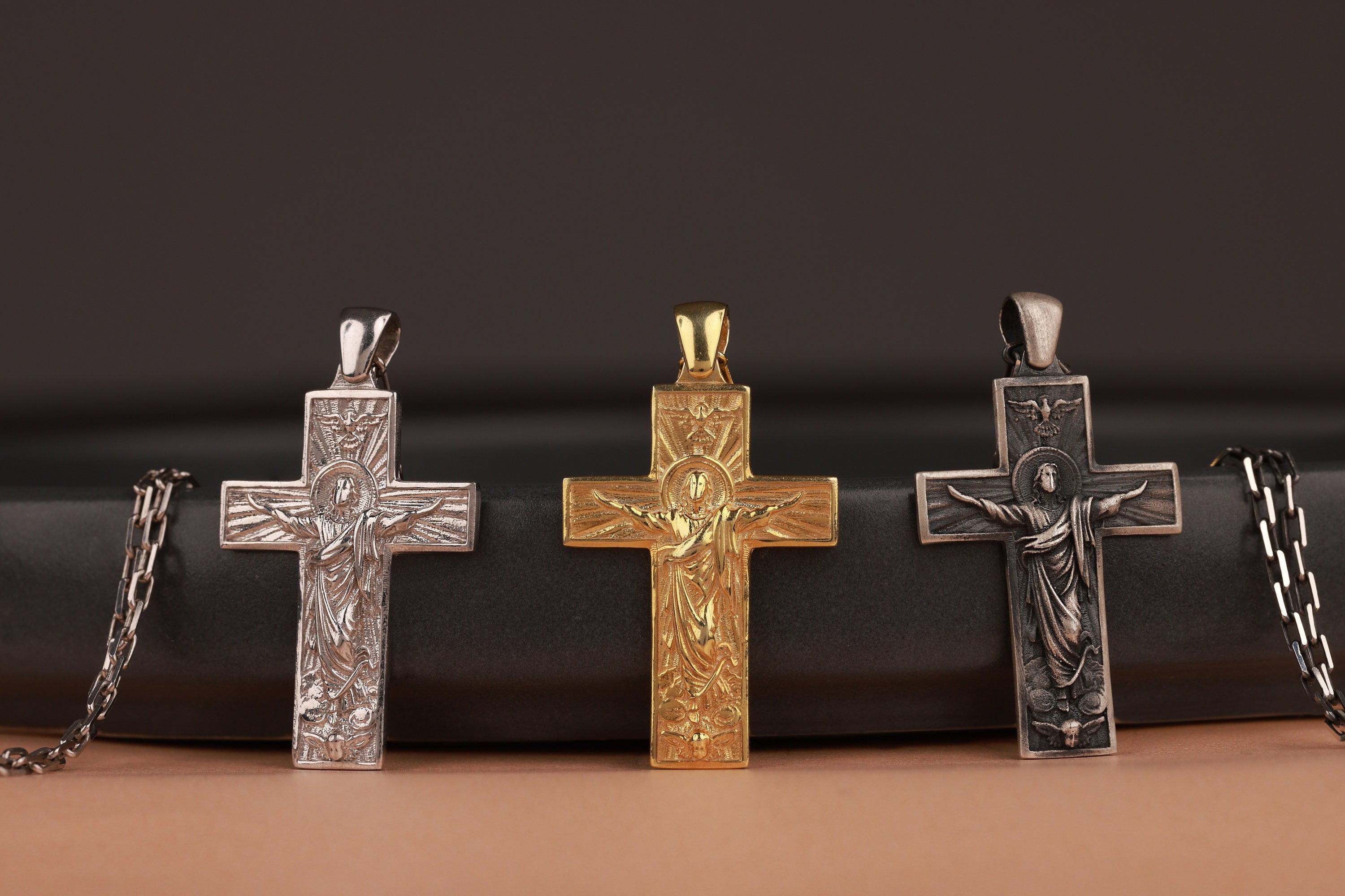 Jesus Resurrection cross necklace in still-life - EternityPieces