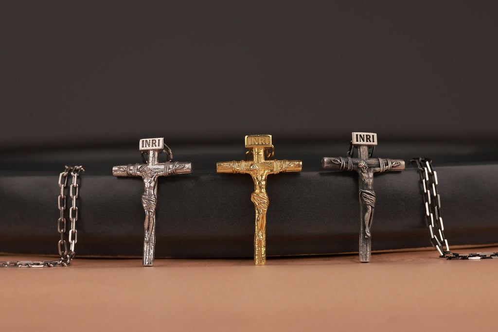 Jesus Crucifixion cross necklace in still-life - EternityPieces