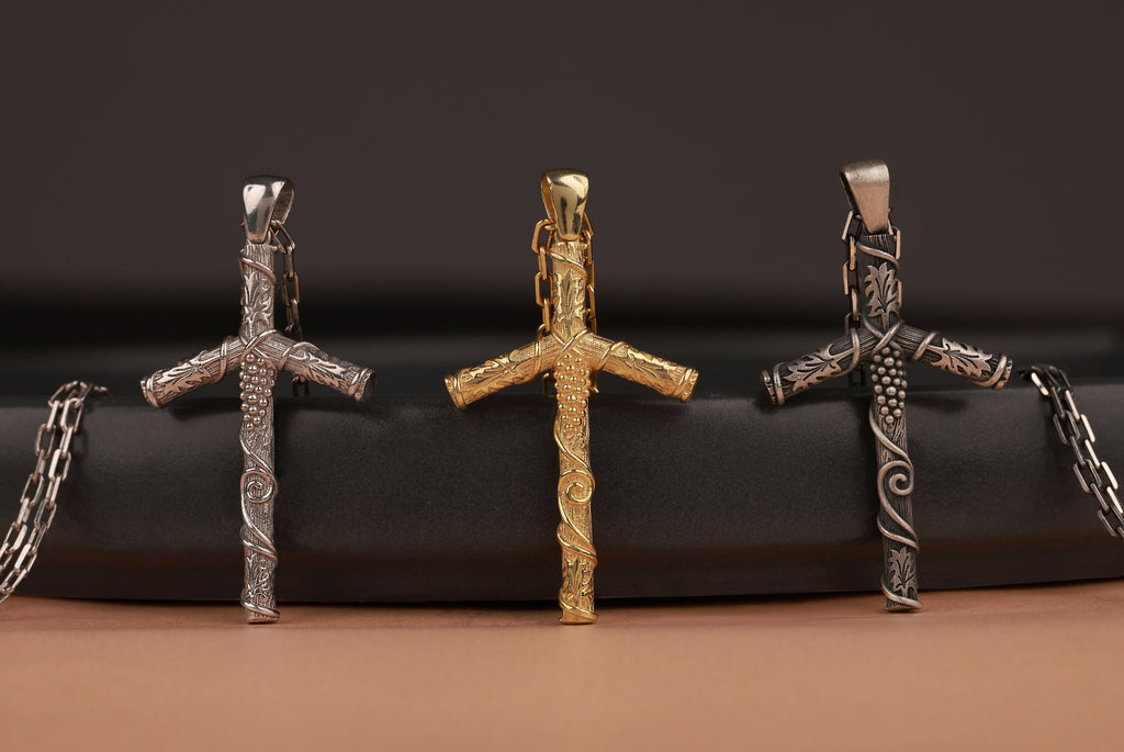 Grapevine cross necklace in still-life - EternityPieces