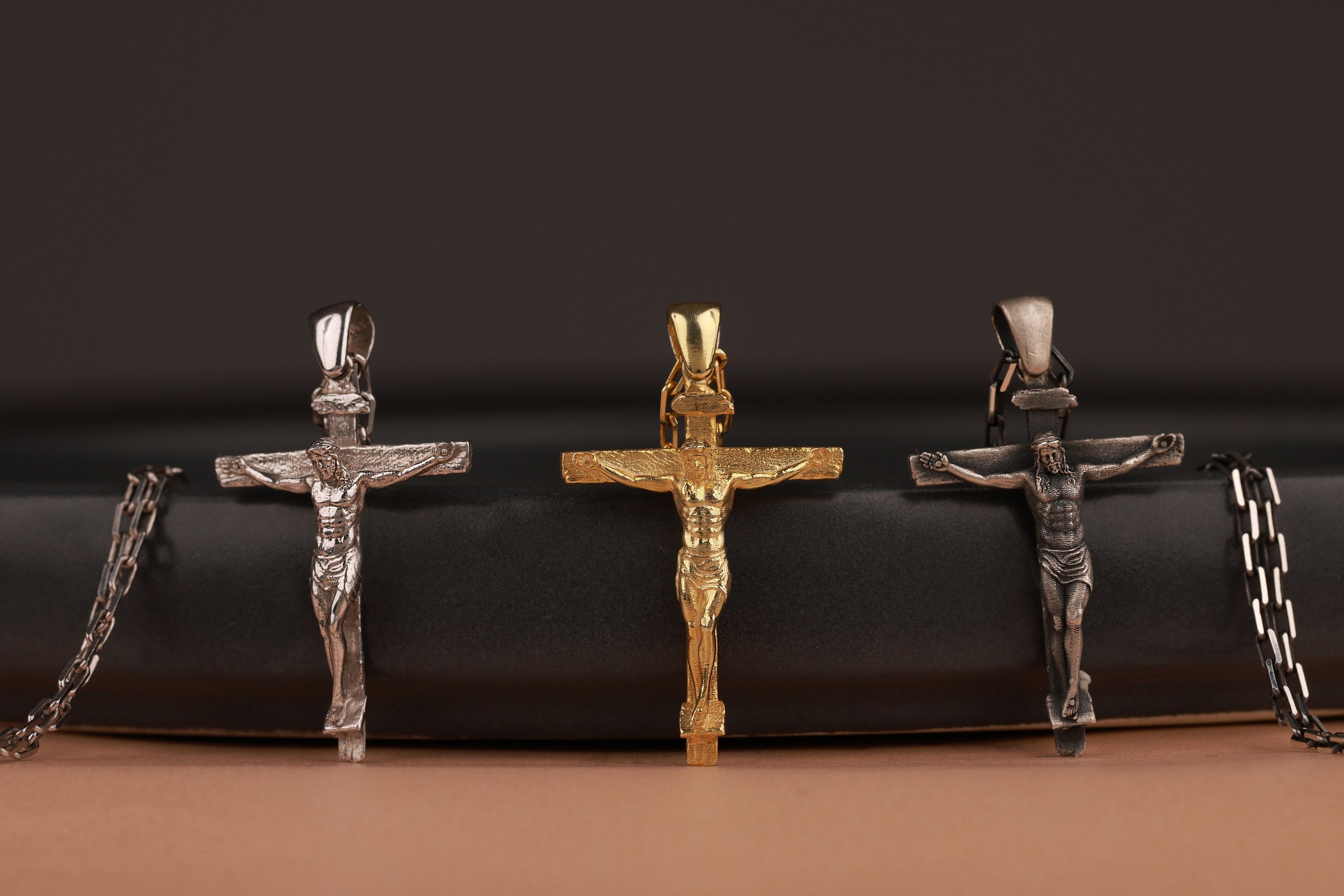 Sterling silver crucifix pendant in still-life - EternityPieces