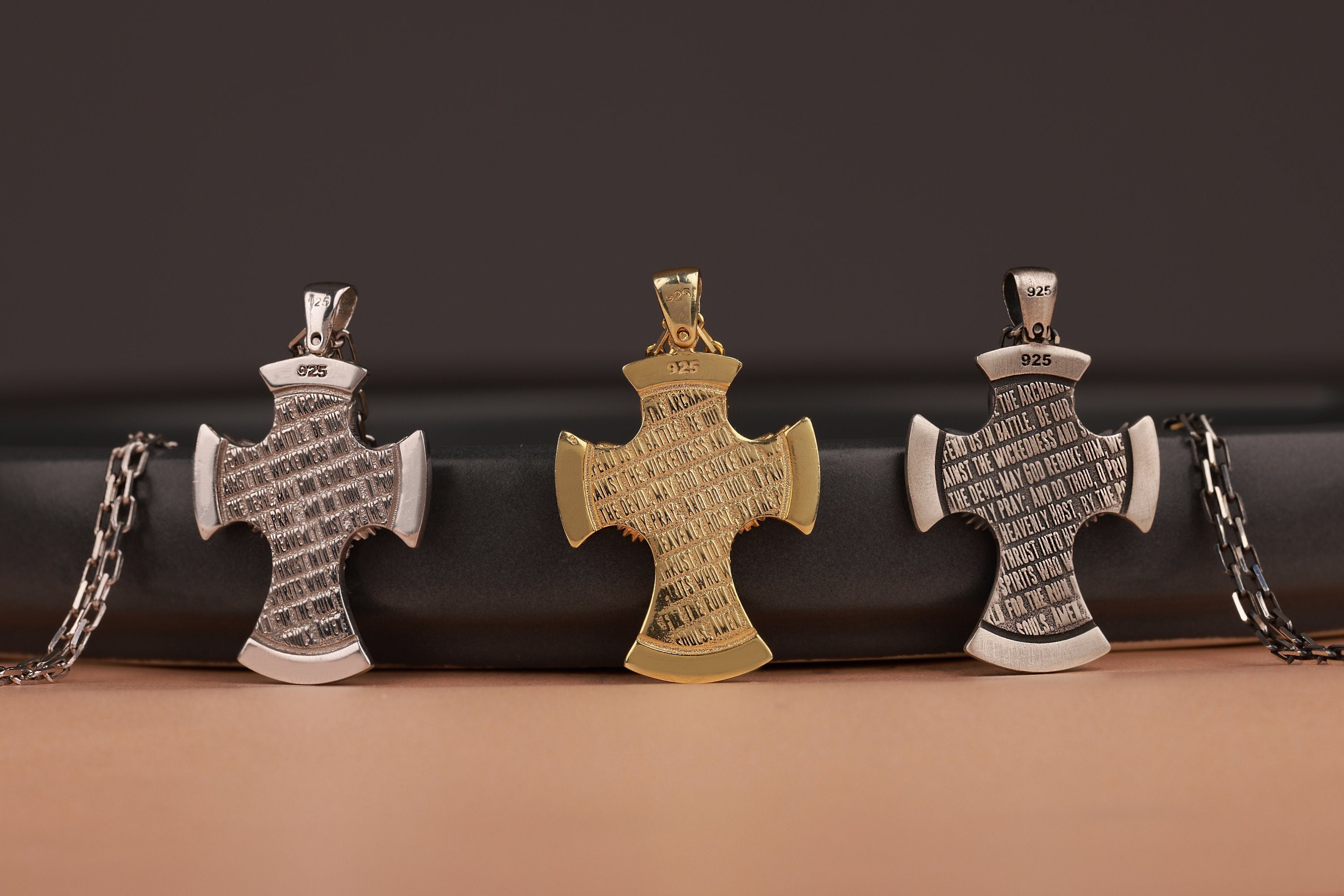 Saint Michael cross necklace in still-life - EternityPieces