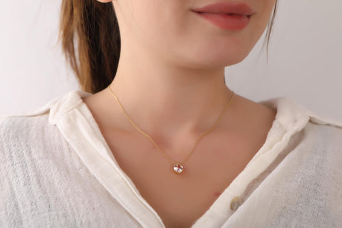 Morganite necklace for anniversary gift - EternityPieces