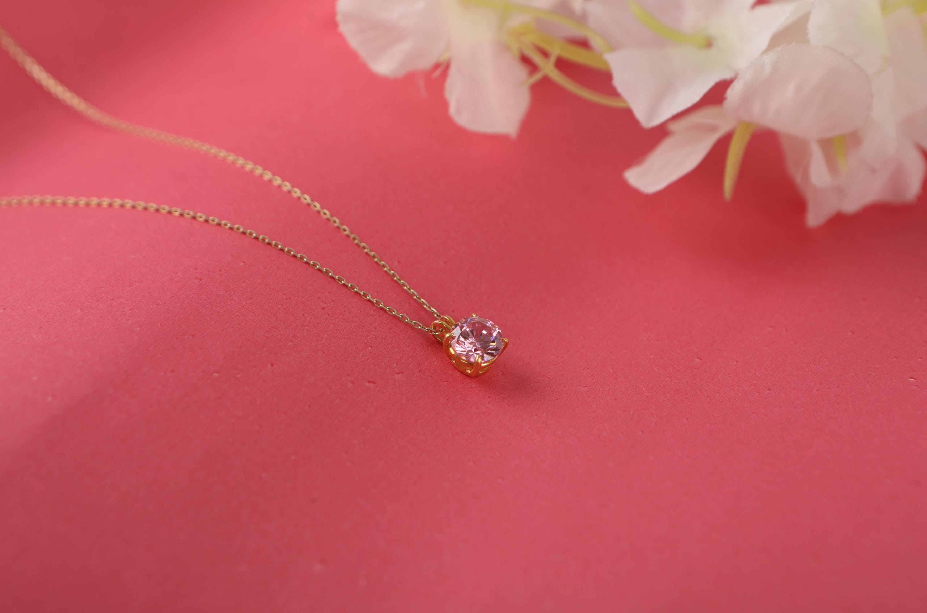 Pink Tourmaline Solitaire Necklace, 14K Gold or Sterling Silver, October Birthstone