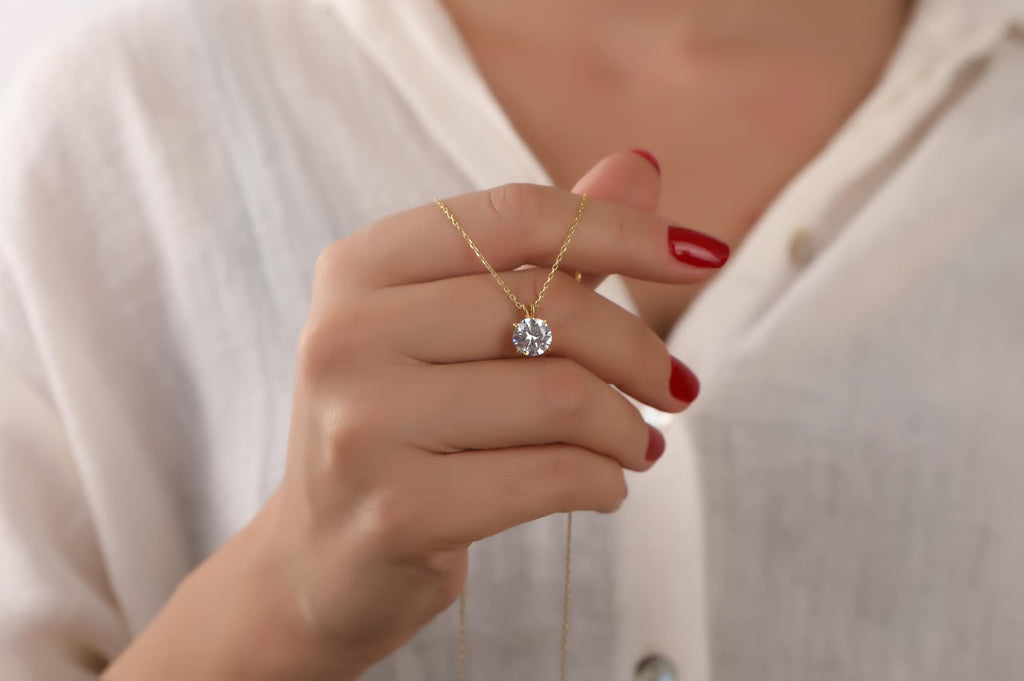 CZ solitaire necklace for daughter - EternityPieces