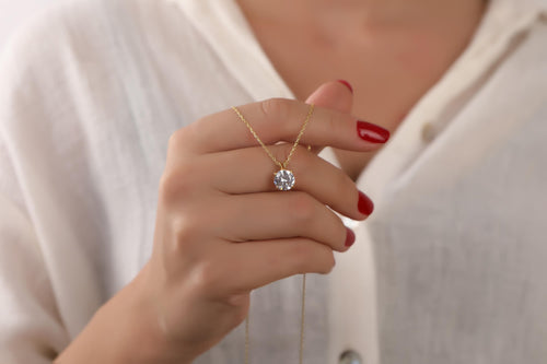 CZ solitaire necklace for daughter - EternityPieces