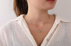 Blue topaz necklace in 14K rose gold - EternityPieces