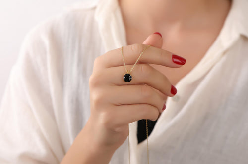 Black onyx necklace for bridesmaid gift - EternityPieces
