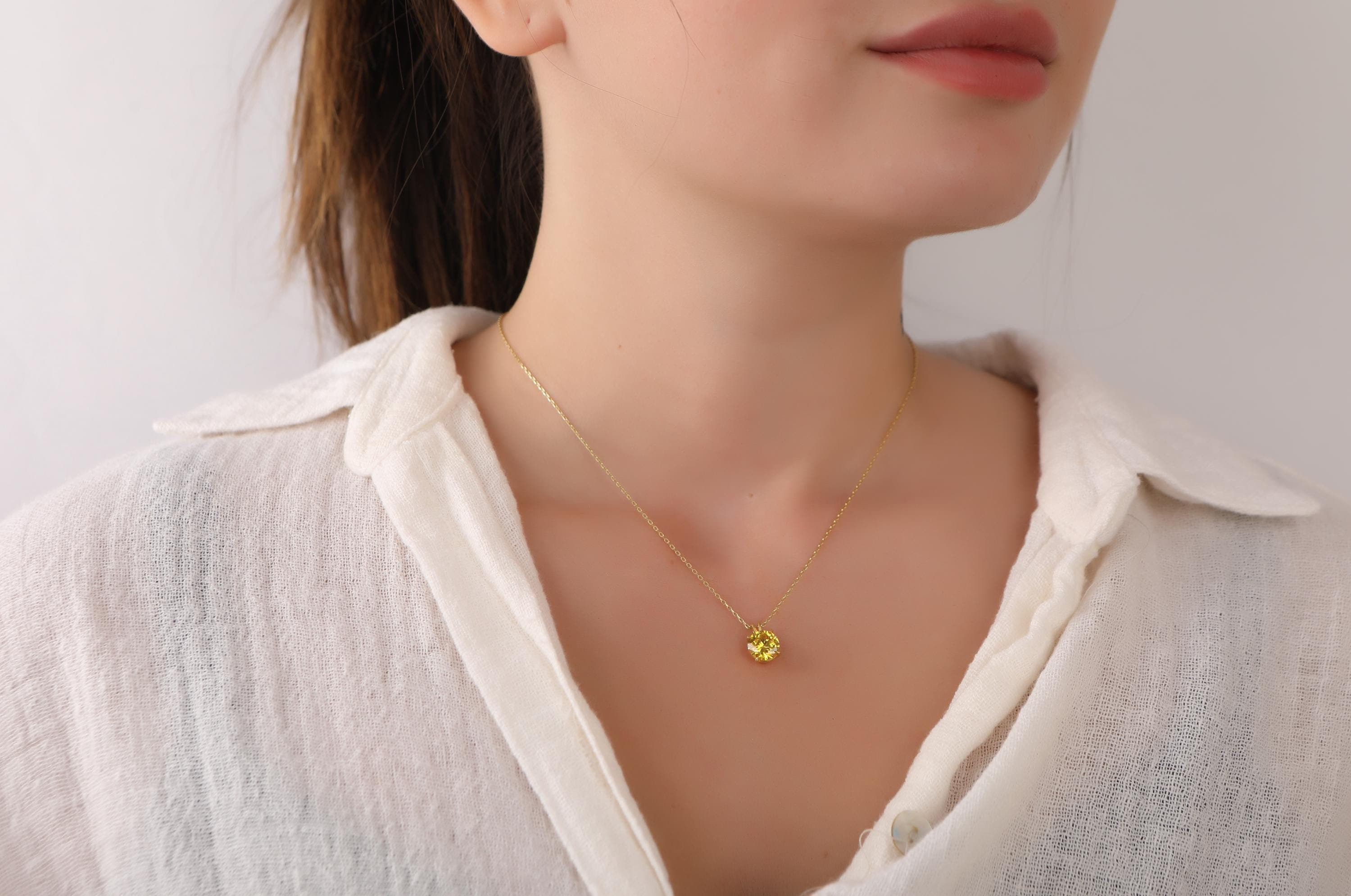 Yellow citrine necklace for girlfriend - EternityPieces