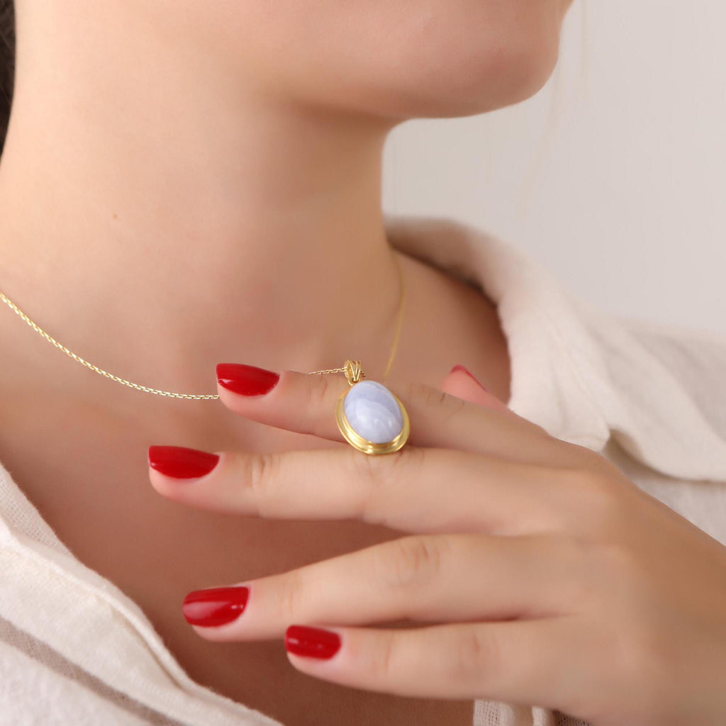 Blue lace agate necklace - EternityPieces