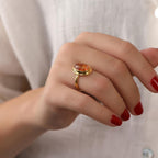 Baltic Amber Oval Bezel Ring in Sterling Silver