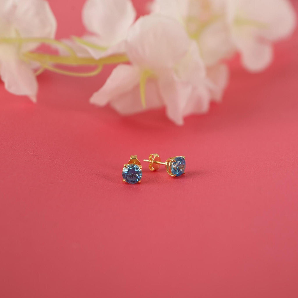 Blue topaz earrings studs in 14K gold or 925 silver - EternityPieces
