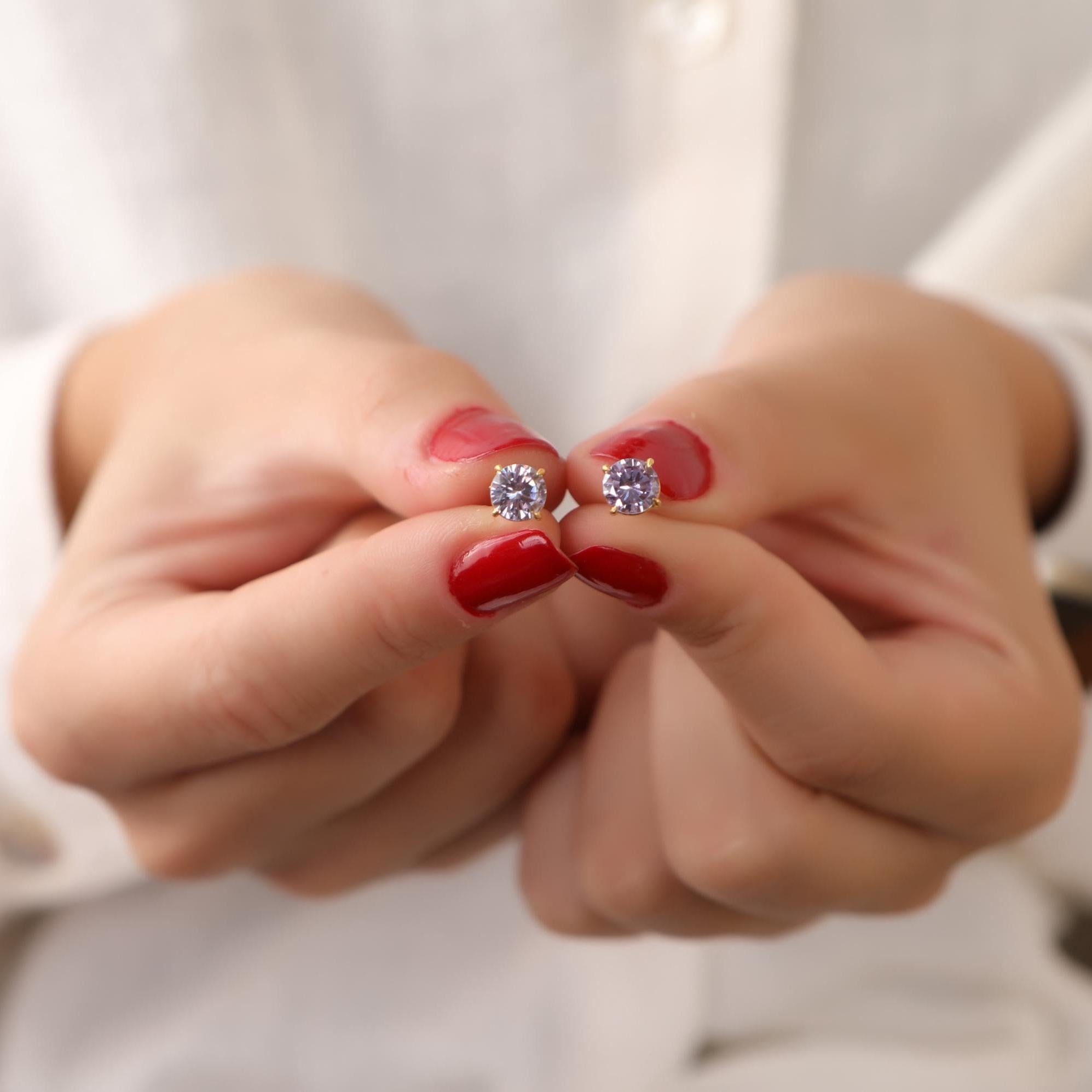 Alexandrite earrings studs in 925 silver or 14K gold - EternityPieces