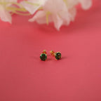 Green emerald earrings studs for daughter gift - EternityPieces