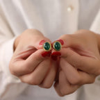 Green agate stud earrings - EternityPieces