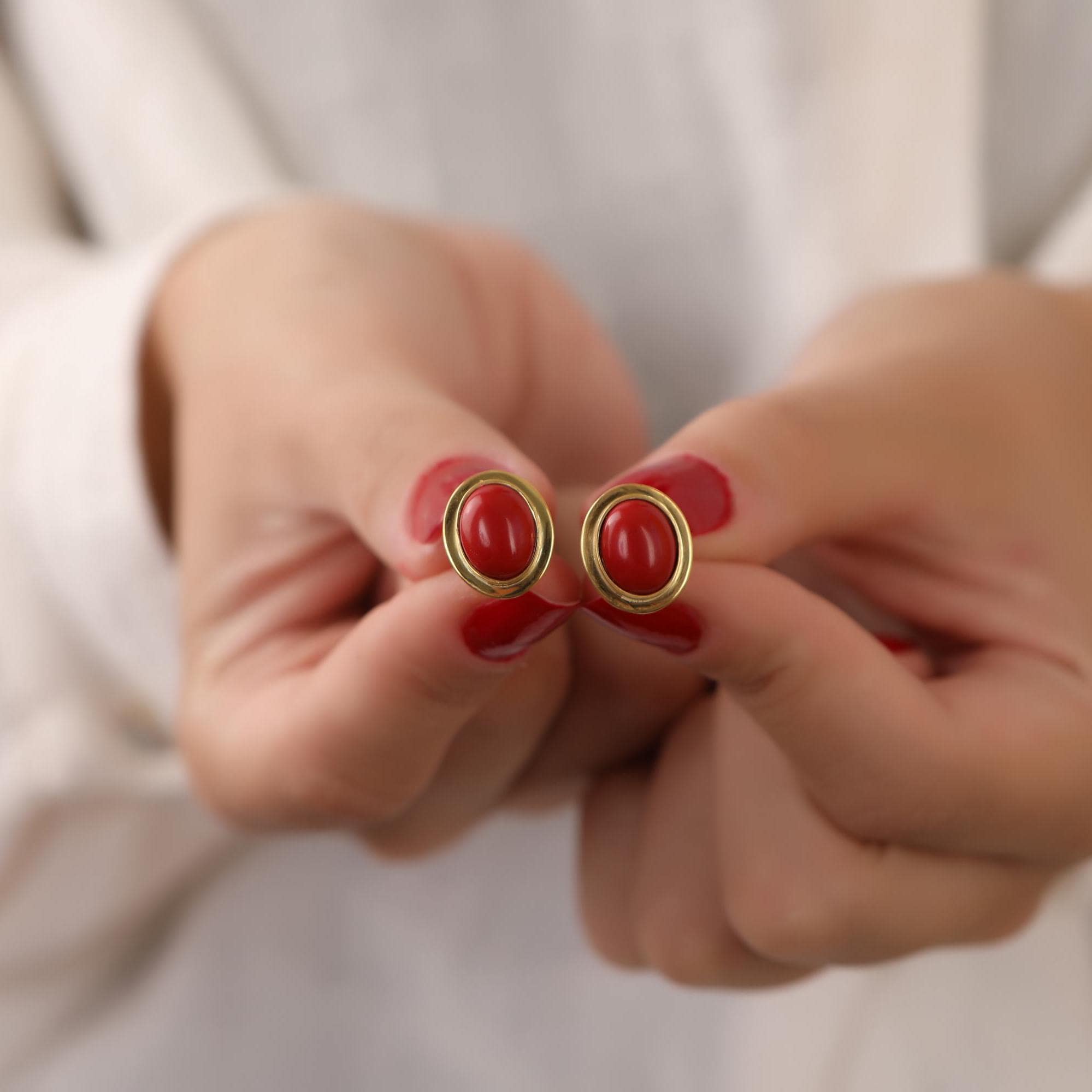 Red coral earrings - EternityPieces