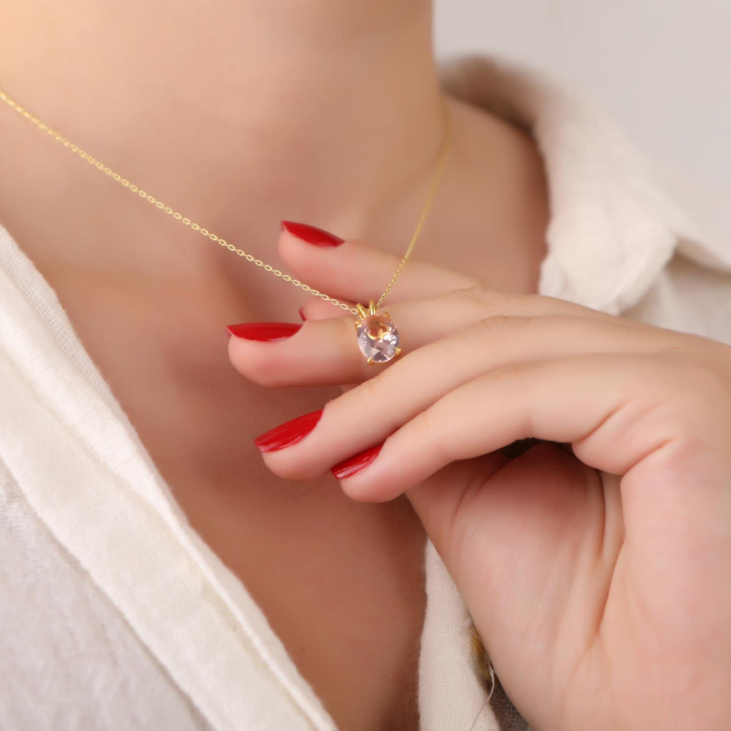 Oval cut morganite necklace - EternityPieces
