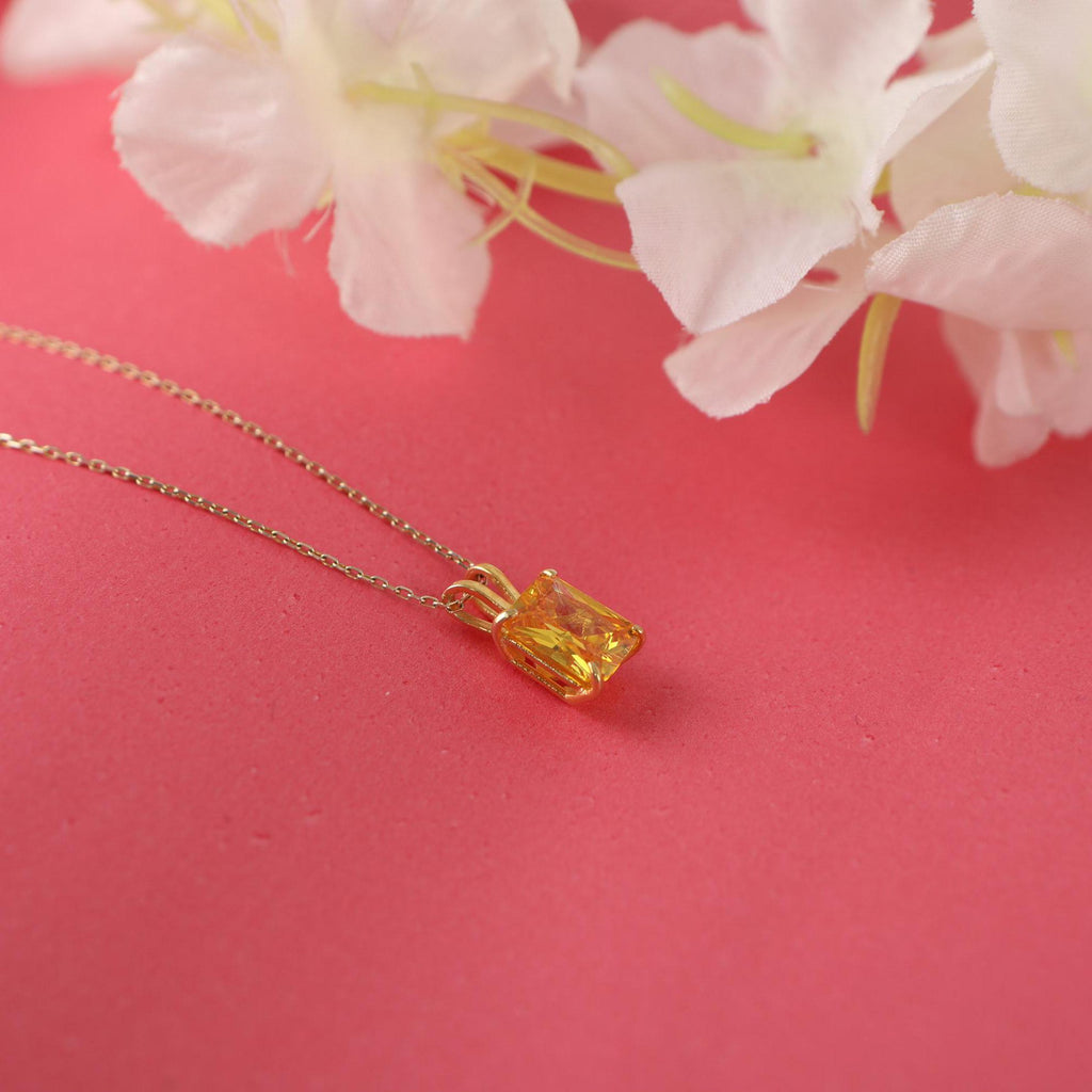 Radiant cut citrine necklace - EternityPieces