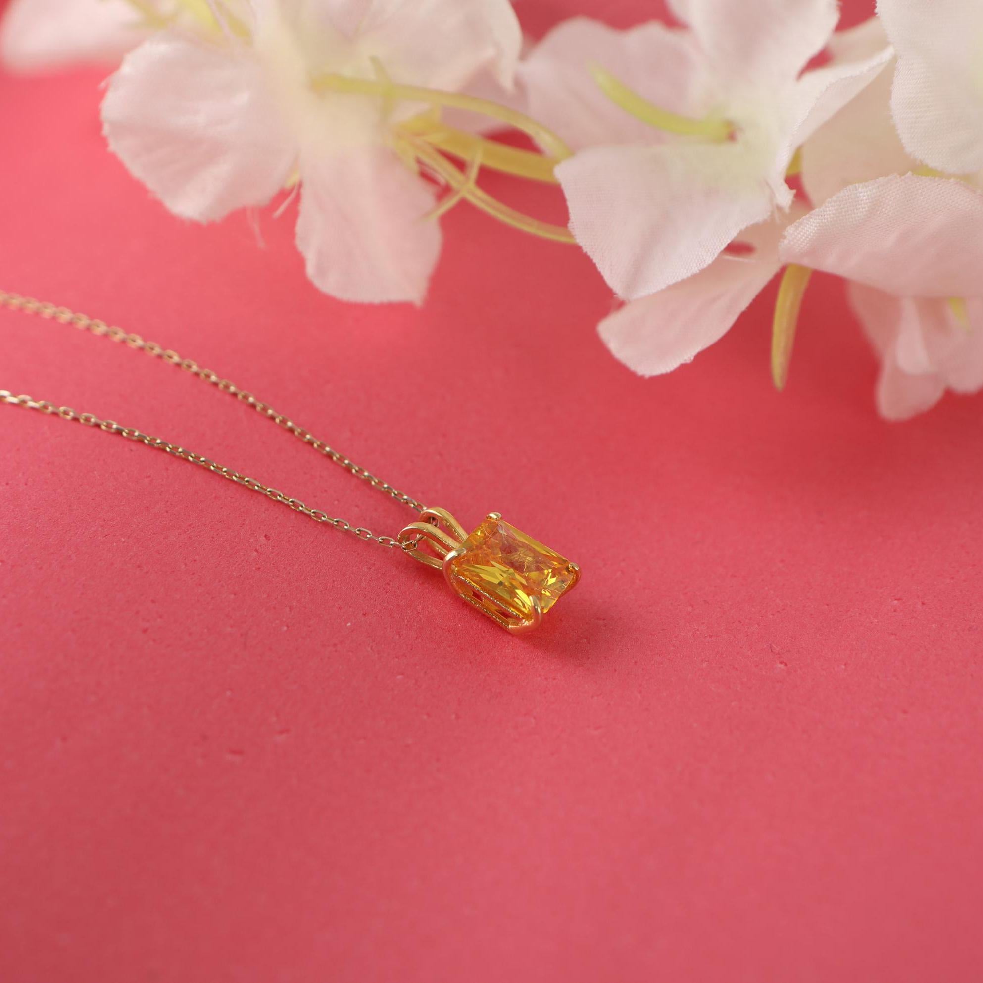 Radiant cut citrine necklace - EternityPieces