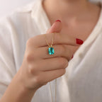 Radiant cut paraiba tourmaline necklace - EternityPieces
