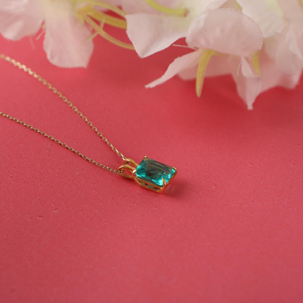 Radiant cut paraiba tourmaline necklace - EternityPieces