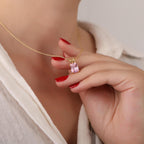 Radiant cut pink tourmaline necklace - EternityPieces