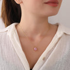 Radiant cut pink tourmaline necklace - EternityPieces