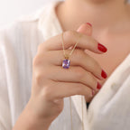 Radiant cut alexandrite necklace - EternityPieces