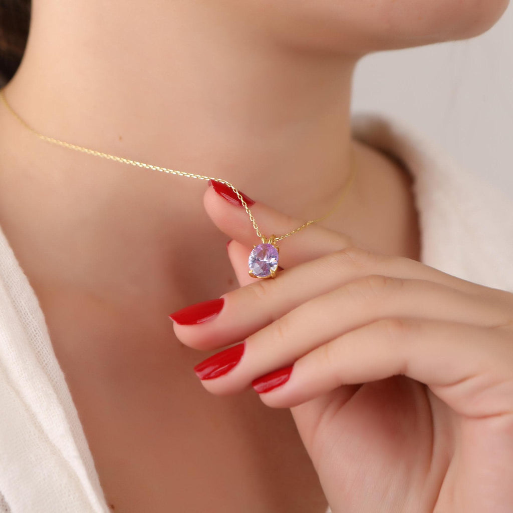 Oval cut alexandrite necklace - EternityPieces