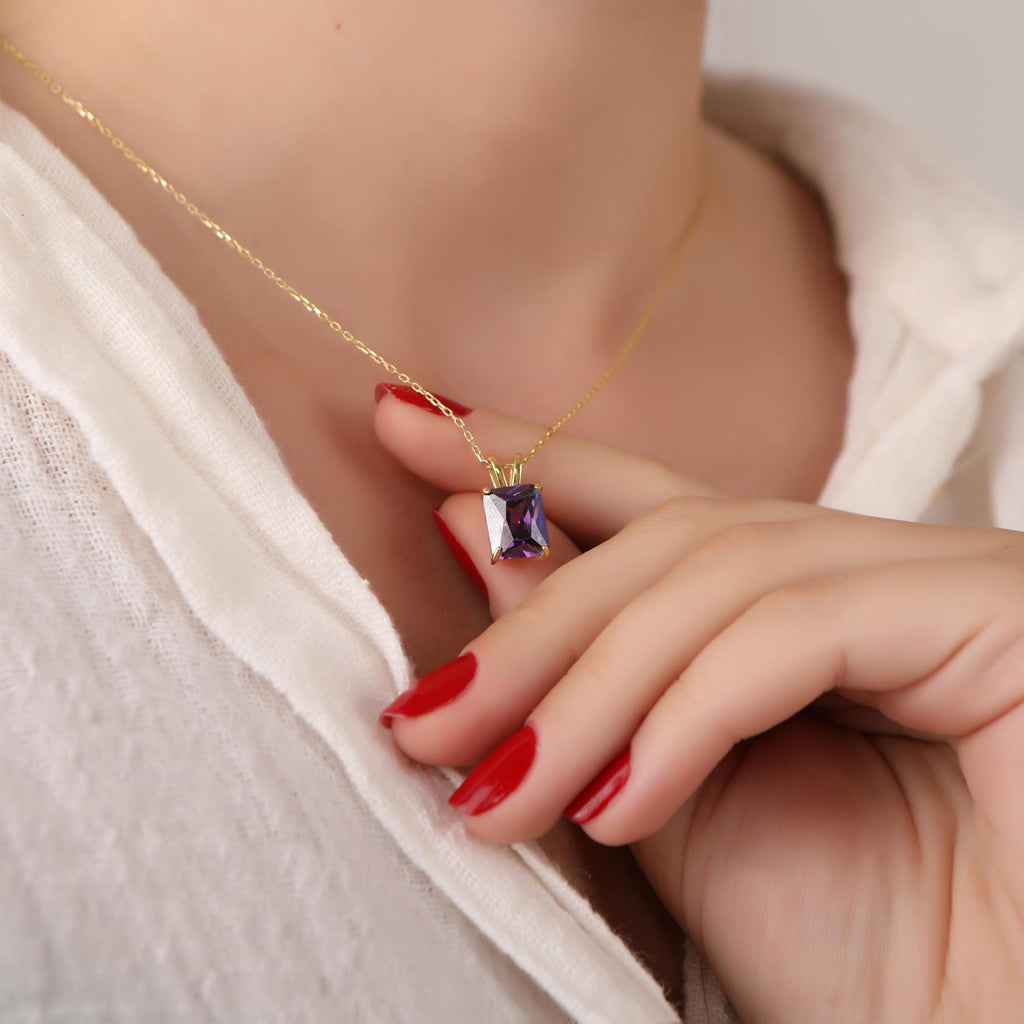 Radiant cut amethyst necklace - EternityPieces