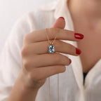Radiant cut aquamarine necklace - EternityPieces