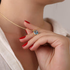 Radiant cut aquamarine necklace - EternityPieces