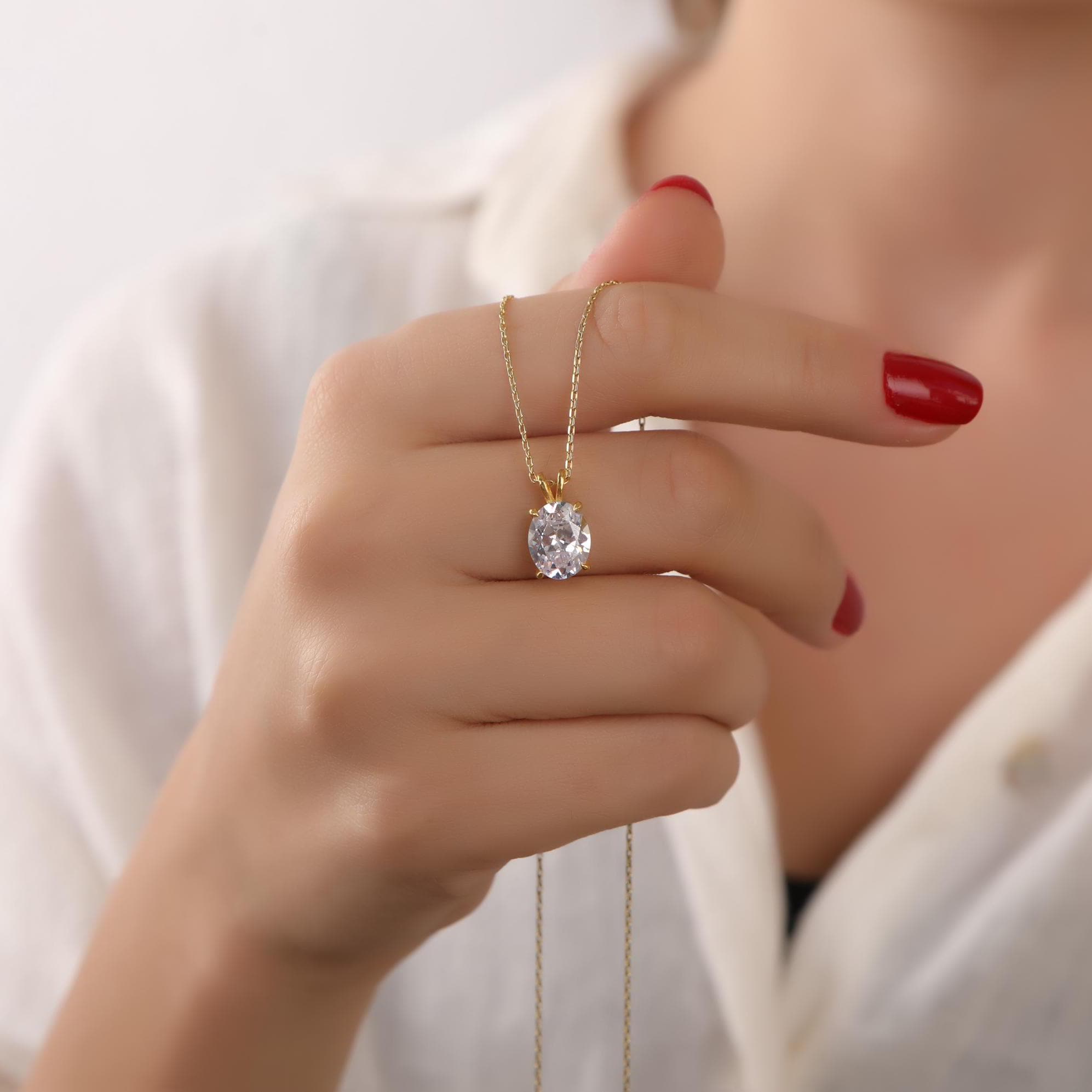 Oval cut CZ necklace - EternityPieces