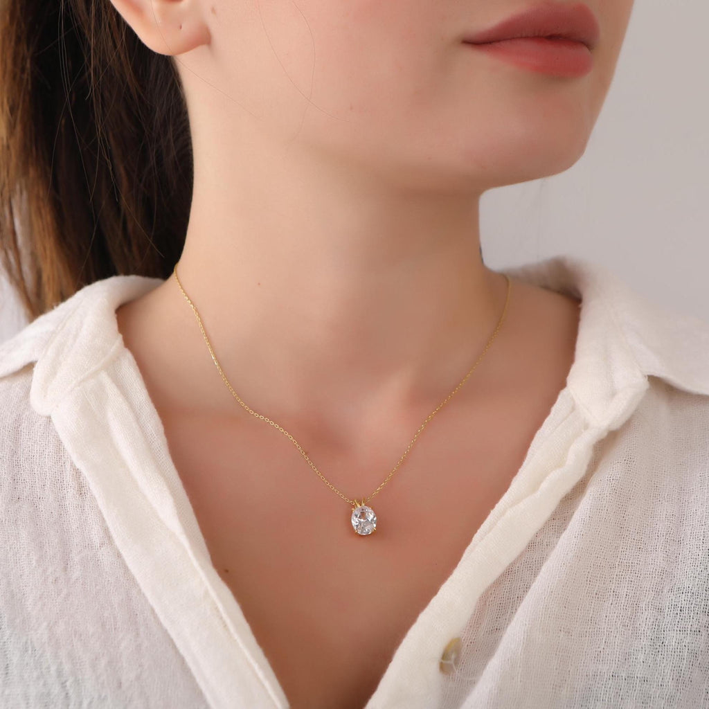 Oval cut CZ necklace - EternityPieces